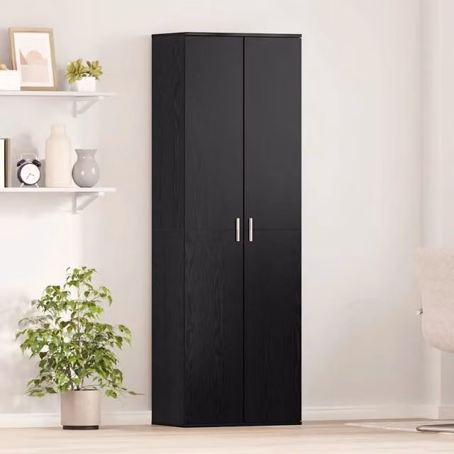 Mobile alto vidaXL in legno MDF rovere e nero con ante a battente e ripiani interni L/P/H: 60 x 35 x 180 cm