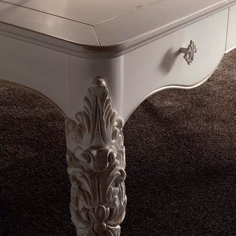 Scrivania classica in legno bianco Mobili 2G L: 141 cm, P: 91 cm, H: 81 cm – 2