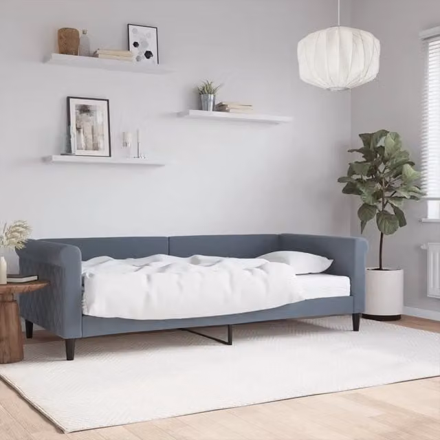 Divano Letto con Materasso-Sofa Letto-Daybed Grigio Scuro 90x200 cm in Velluto 745291