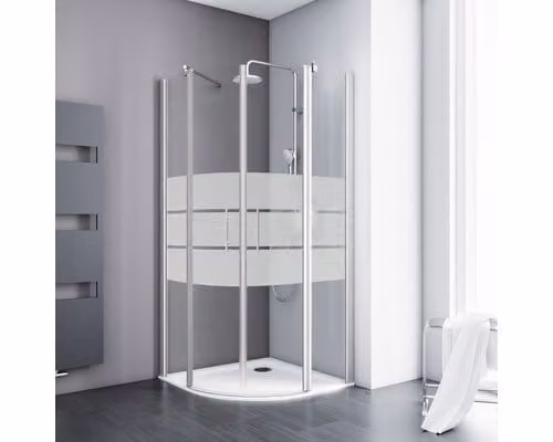 SCHULTE Cabina doccia angolare con porta a battente, modello Alexa Style 2.0 ExpressPlus, dimensioni 90 x 90 x 192 cm, profilo in alluminio, decorazione vetro Depoli Light