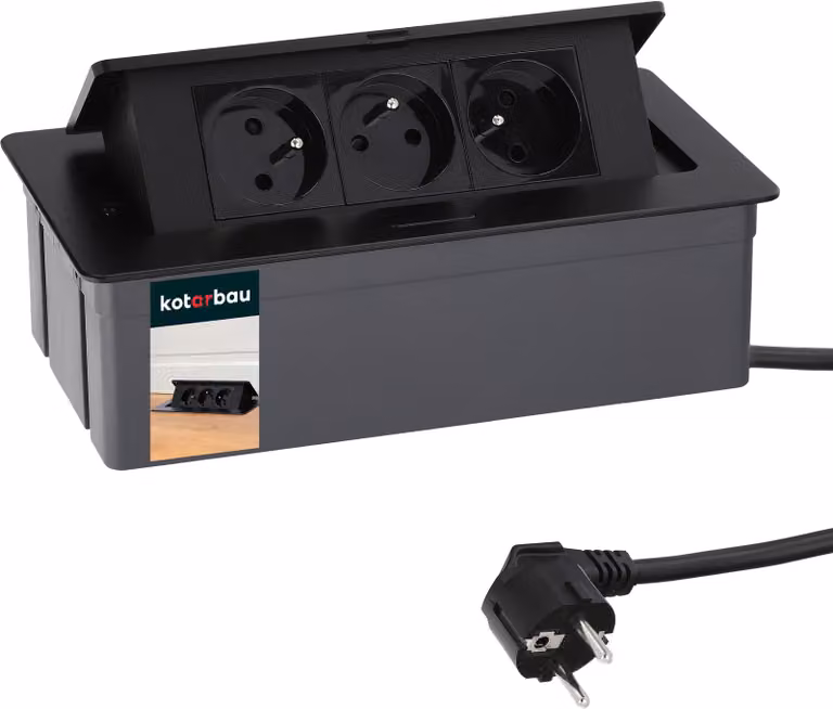 KOTARBAU® Presa a 3 vie retrattile in alluminio Cavo di prolunga da 1,5 m nero