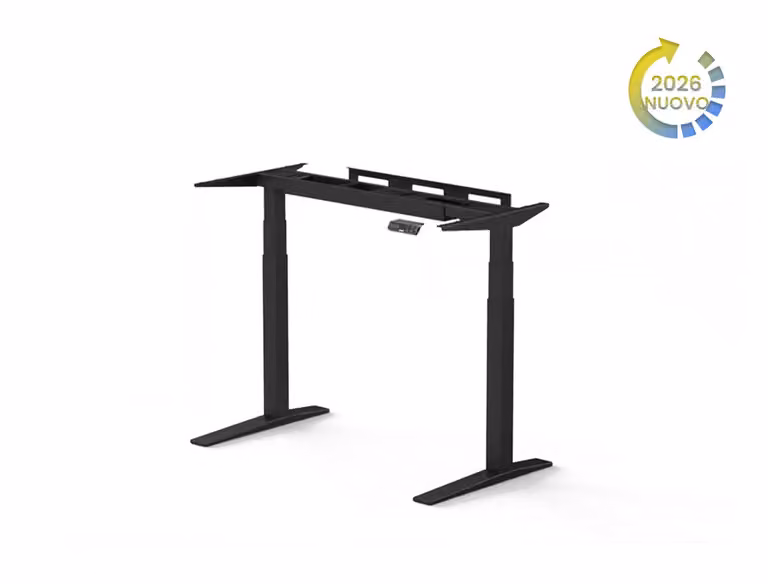 Scrivania regolabile in altezza FlexiSpot con motore elettrico e struttura in metallo nera per home office