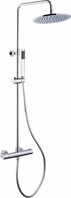Colonna doccia attrezzata ottone cromato soffione tondo doccetta rubinetto termostatico *** confezione 1
