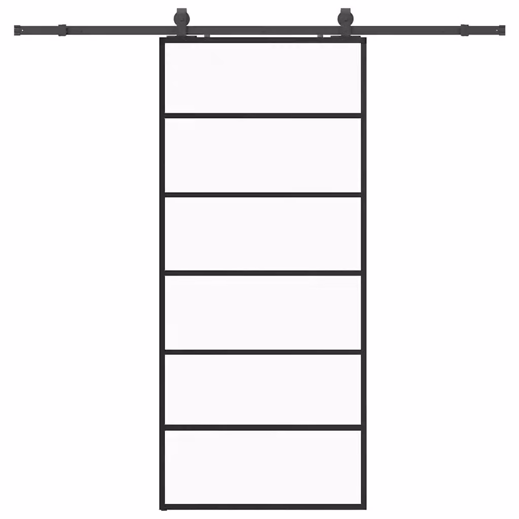 Porta Scorrevole Moderna VIDAXL in Vetro Trasparente con Telaio in Alluminio e Ferramenta Nera L: 90 cm, H: 205 cm – 2