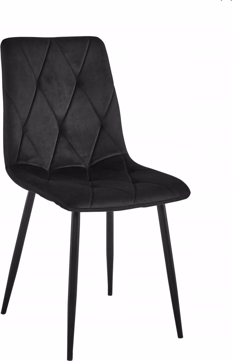 Sedia imbottita in velluto nero "VELVET", sedia imbottita per soggiorno e sala da pranzo