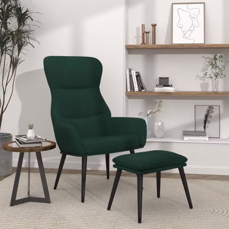 Maison Exclusive - Poltrona reclinabile con poggiapiedi, tessuto verde scuro