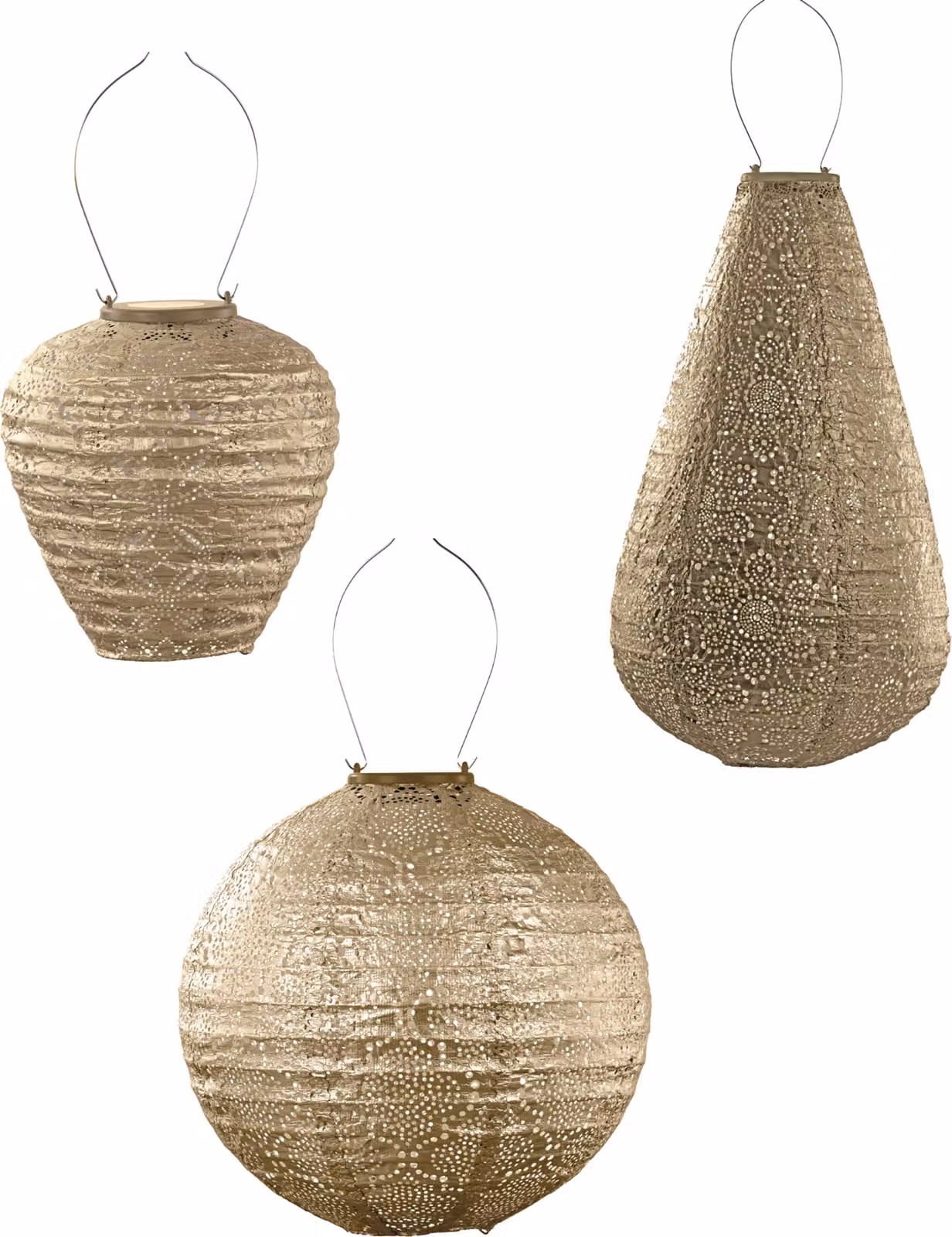LUMIZ Illuminazione da giardino - Luci da esterno - Set oro - 3 pezzi - Lampada solare - Oro