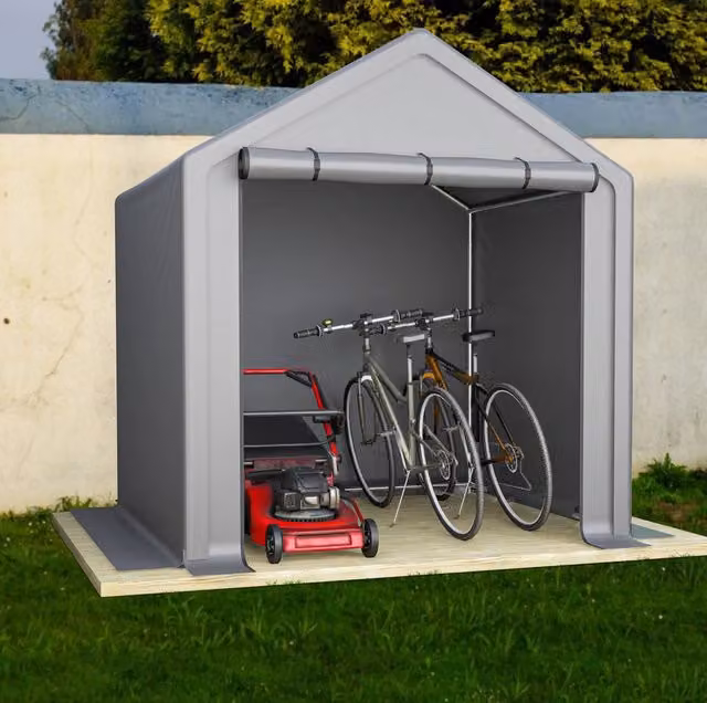 Garage per biciclette con porta avvolgibile 190x170x200 cm in acciaio zincato grigio scuro
