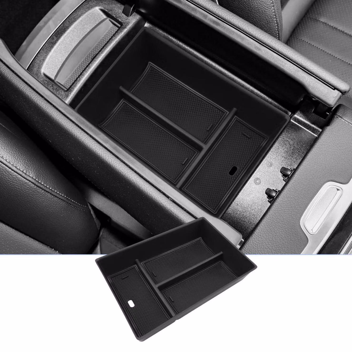 Contenitore portaoggetti per la console centrale, compatibile con Mercedes Benz EQE V295 e EQS V297, modelli dal 2022 al 2024, realizzato in ABS, colore nero