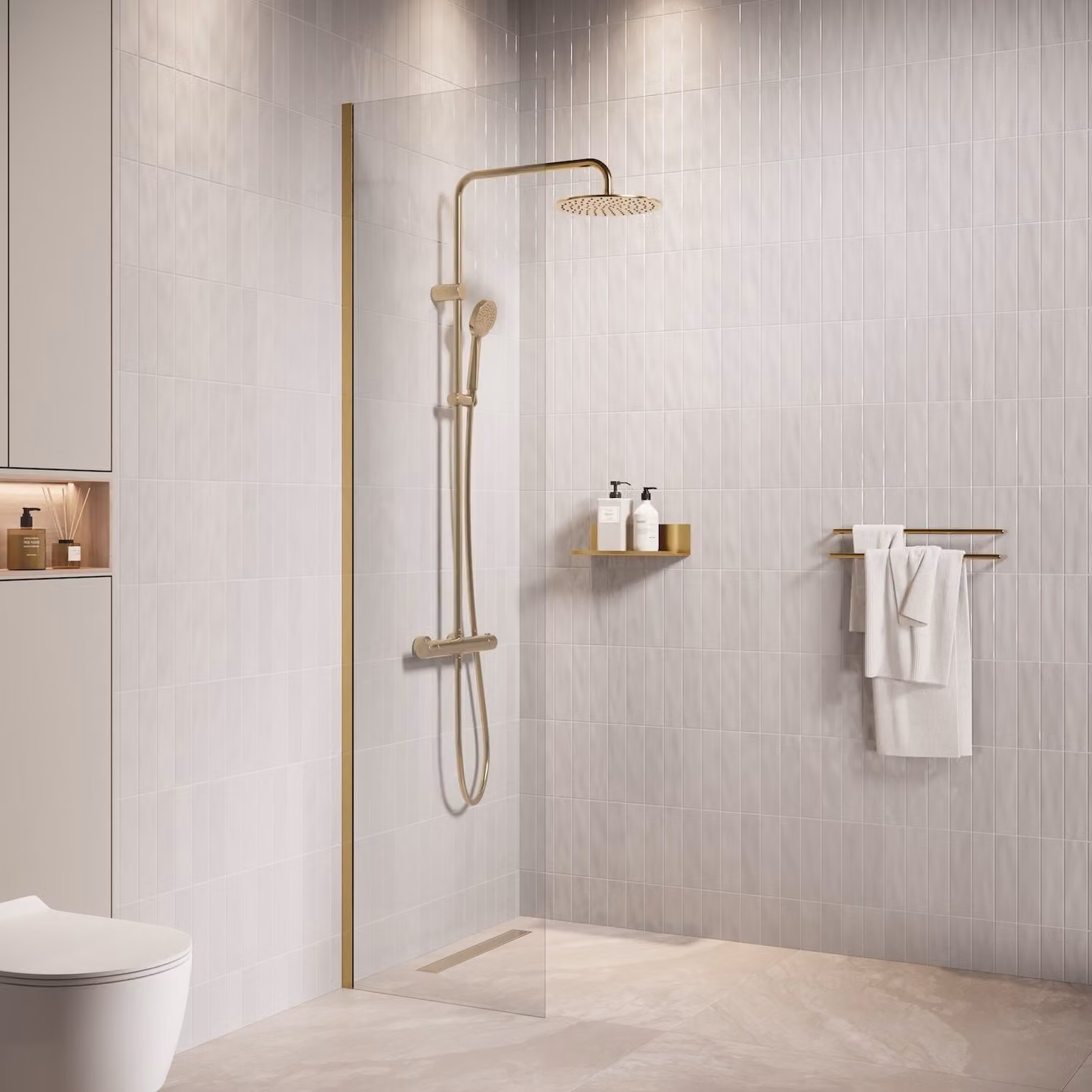 Badplaats Parete Doccia Florida 40 x 200 cm - Oro - Doccia Walk-In 8 mm Vetro di Sicurezza