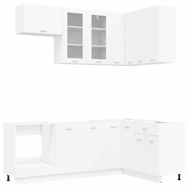 Set di cucina LYON, 8 pezzi, bianco, legno ingegnerizzato