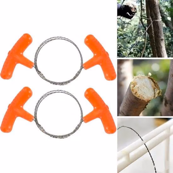 2 pezzi - Sega a filo a mano - Sega per metalli migliorata - Sega a filo da campeggio e sopravvivenza - Sega per alghe acquatiche - Lama affilata - Compatta e portatile - Arancione - Adatta per legno e plastica - Adatta per uso esterno e in campeggio