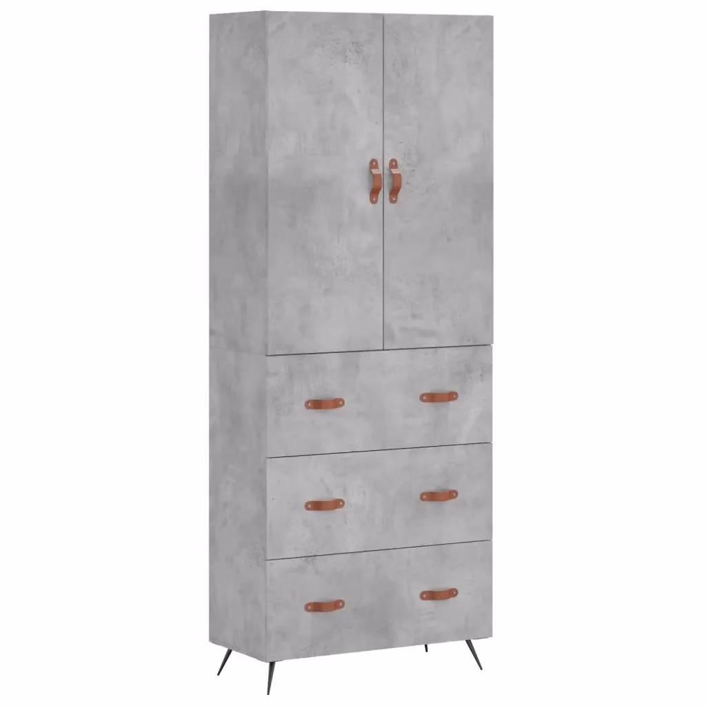 Credenza moderna vidaXL in legno e metallo grigio, sospesa, L: 69,5 cm, P: 34 cm, H: 180 cm – 2