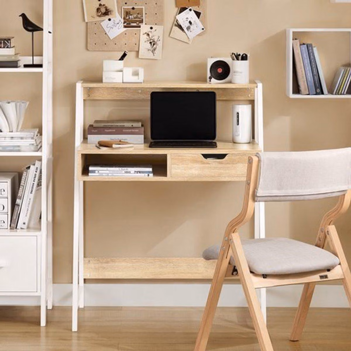 Scrivania con piano, vano e cassetto - 110x56 cm - scrivania compatta per l'ufficio domestico