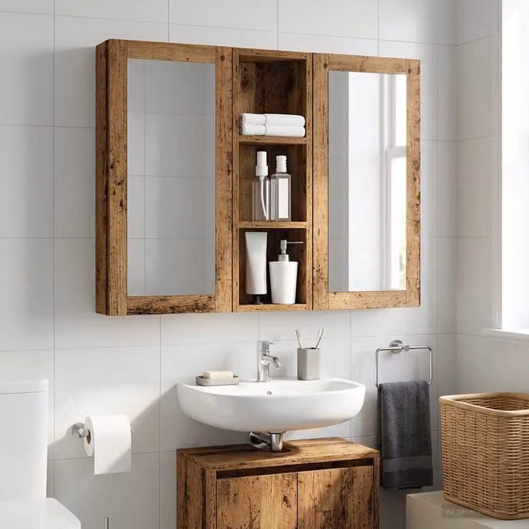 Armadio da bagno a muro vidaXL in legno marrone con ripiani interni e ante a cerniera L/P/H: 20 x 10 x 60,5 cm