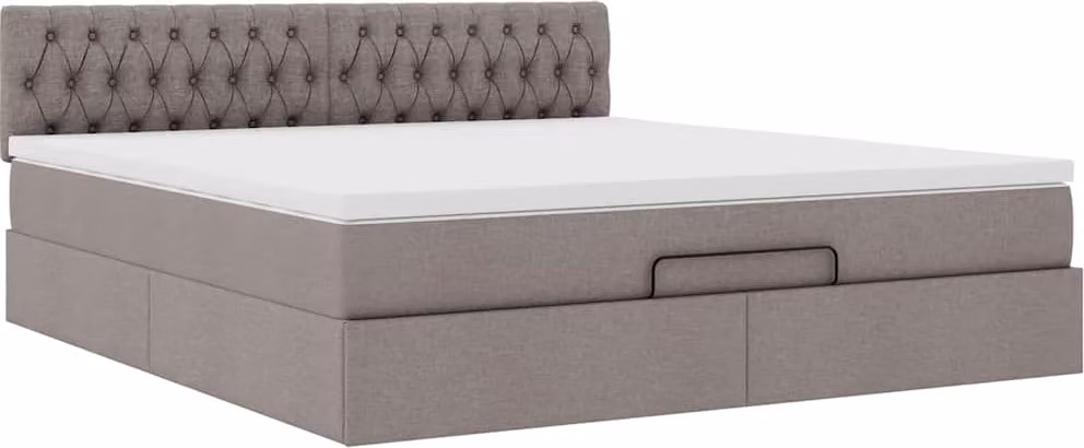 Struttura Letto Pouf con Materasso Tortora 160x200cm in Tessuto