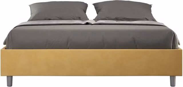 Letto matrimoniale king size con rete imbottito 170x190 microfibra ocra Azelia