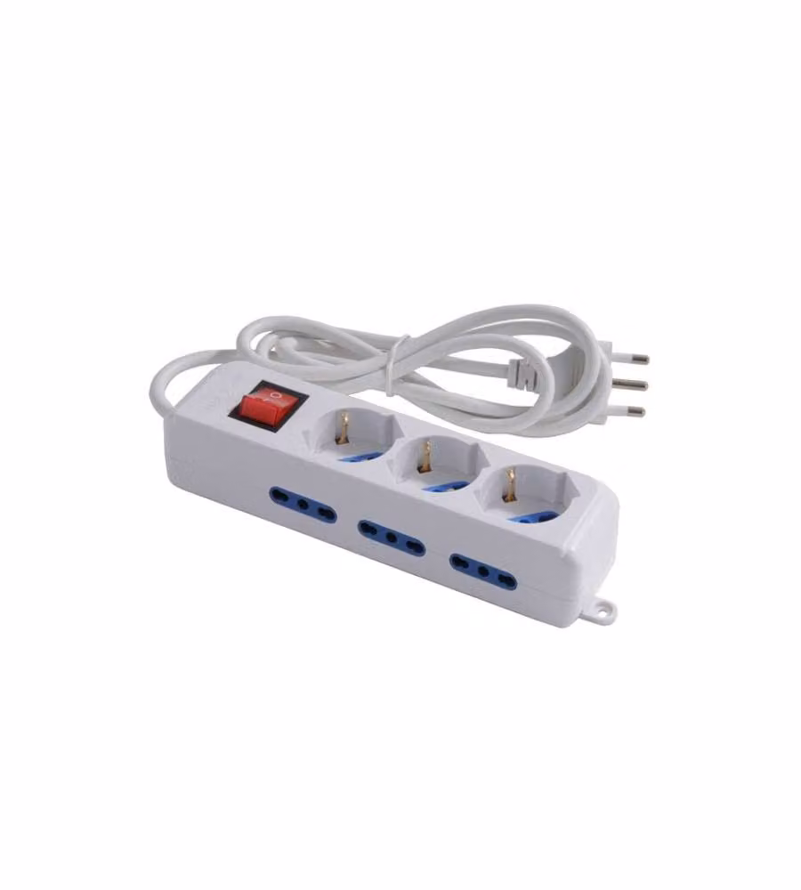 Multipresa 6 prese 2P+T laterali e 3 Schuko superiori Syntesy 00336