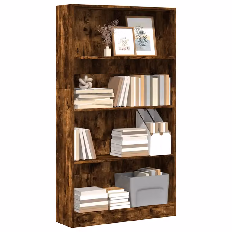 Libreria moderna vidaXL in legno marrone, sospesa a parete, L 80 cm x P 24 cm x H 143 cm