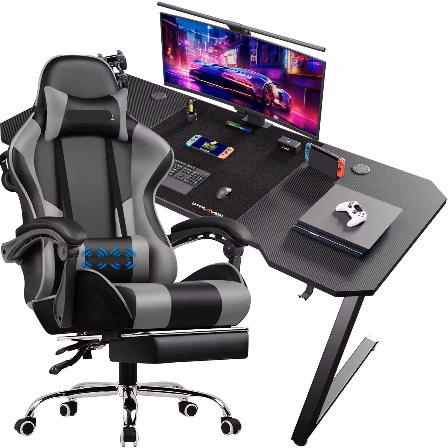 Scrivania da gaming - Ufficio per videogiochi - Scrivania per computer - Tavolo da gioco - Design ergonomico