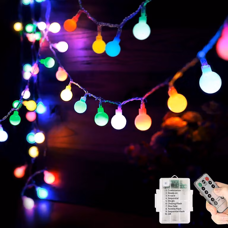 Catena luminosa a LED, 40 LED bianco caldo, 5 metri, alimentazione a batteria, grado di protezione IP65