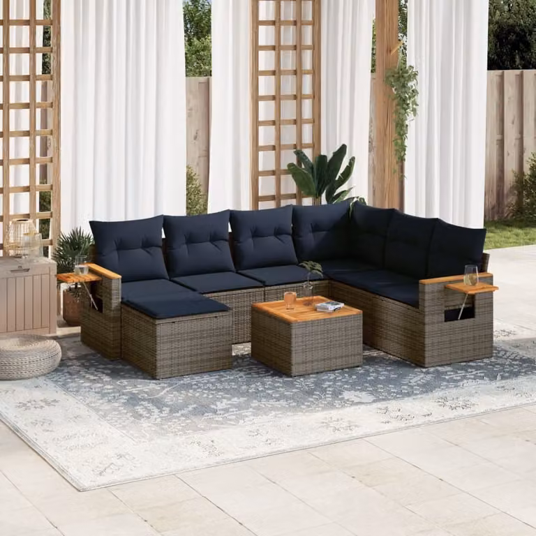 Maison Exclusive - Set Divani da Giardino 8 pz con Cuscini Grigio in Polyrattan
