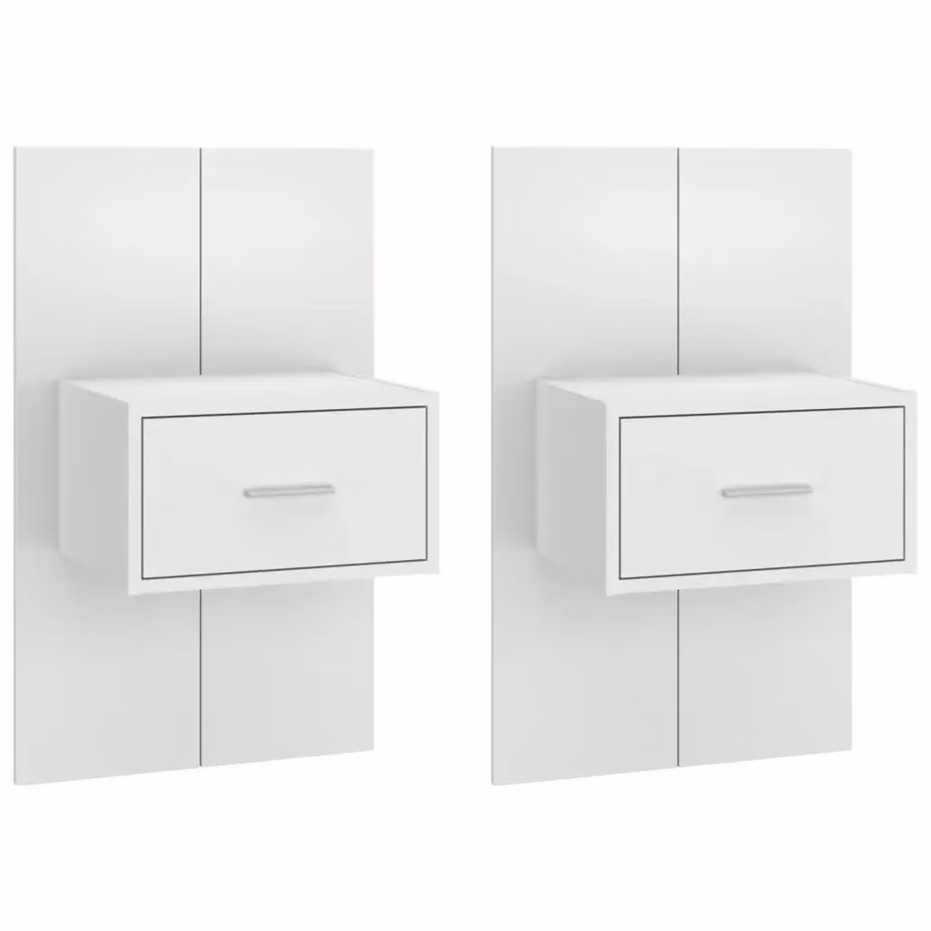 Set di 2 comodini a parete Design Mania bianchi in stile moderno – 2