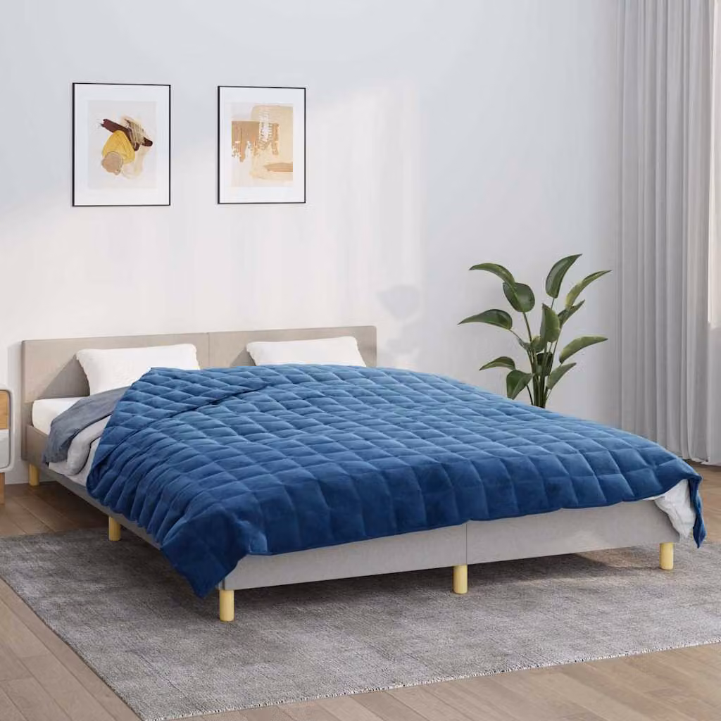 Coperta Ponderata vidaXL Blu in Microfibra Traspirante e Anallergica L: 200 cm, P: 230 cm, Peso: 9 kg