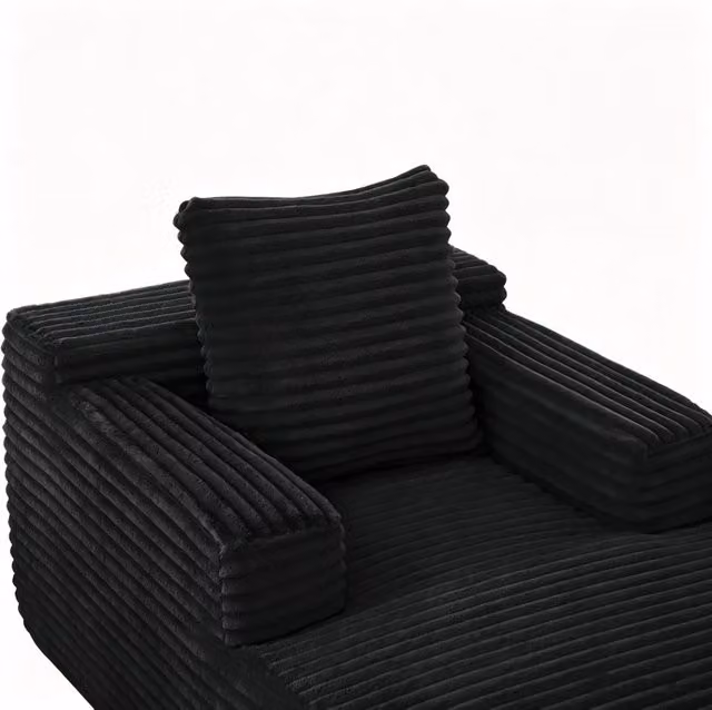 Poltrona Chaise Longue da Terra in Velluto a Coste, Divano Singolo con Molle Insacchettate Salvaspazio per Soggiorno e Camera, Carico Max 80 kg
