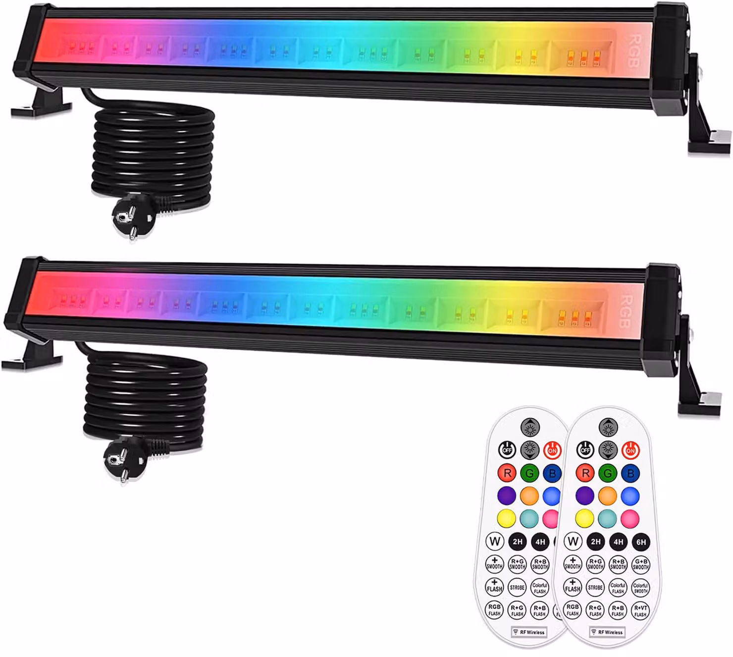 Fari LED RGB da 42W, confezione da 2 pezzi, grado di protezione IP66, 10 colori, 30 modalità, con telecomando