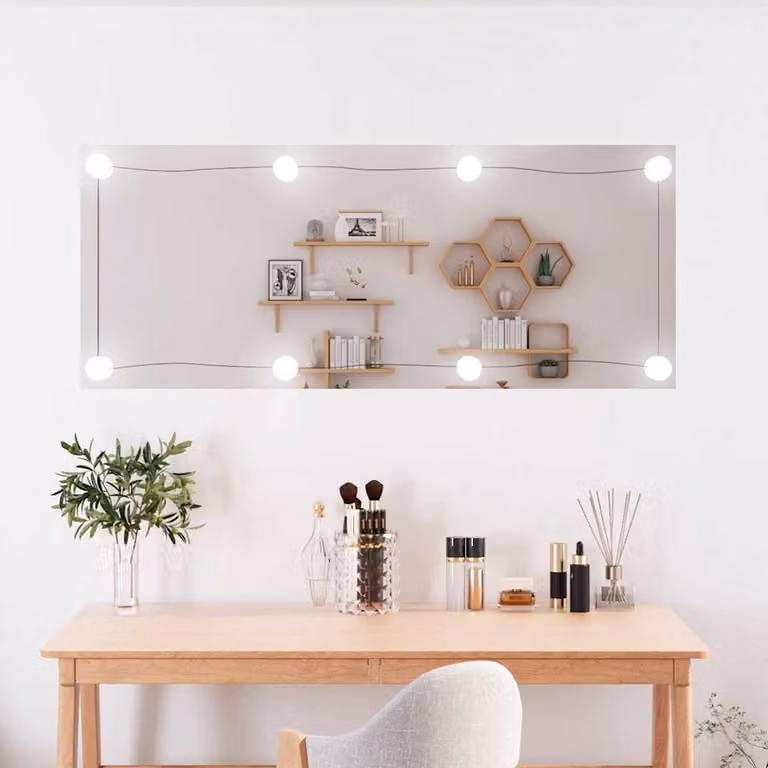 Specchio da parete rettangolare con luci LED vidaXL, colore argento, L 40 cm x H 100 cm