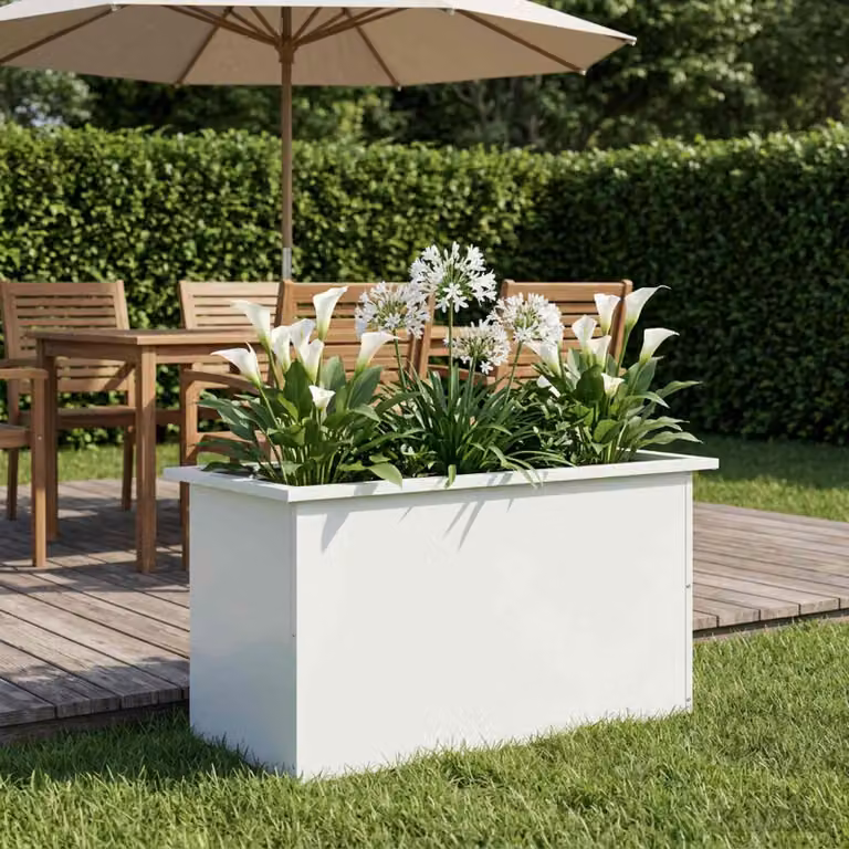 Fioriera da giardino con LED vidaXL in acciaio bianco L 80 x P 40 x H 40 cm