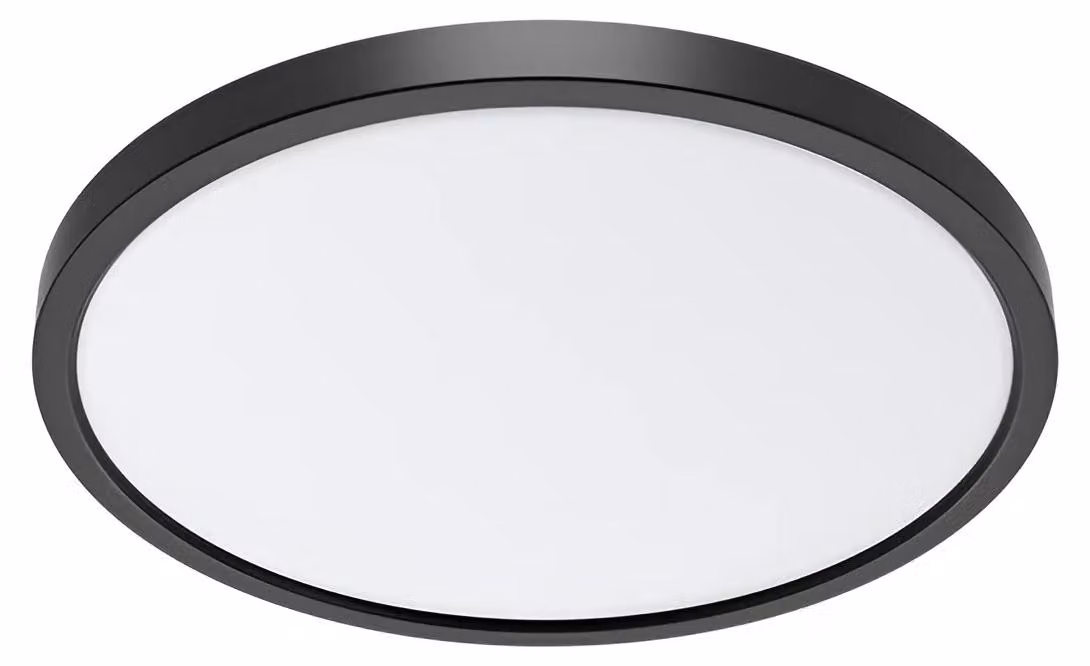Lampada da soffitto LED rotonda Braytron, diametro 23 cm, ultrapiatta, 20W, 1600 lumen, temperatura di colore regolabile (CCT 5in1) da 2700K a 6500K, colore nero