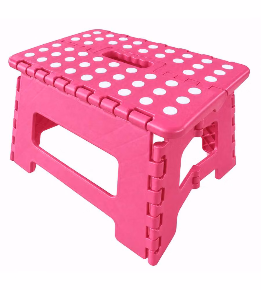 Sgabello Pieghevole Rosa 31x22x22 cm in Plastica Leggero e Salvaspazio