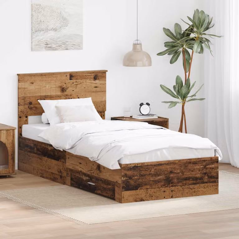Struttura del letto con cassetto vidaXL in legno color marrone, L/P/H: 190 x 90 x 93 cm