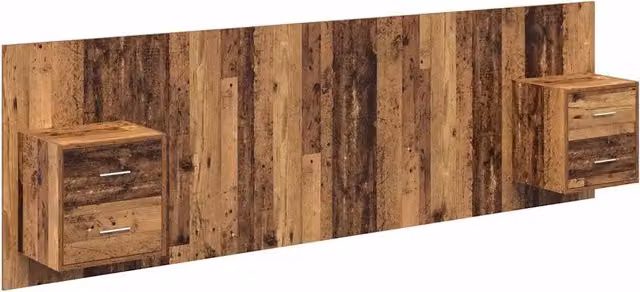 Testiera | Testata con Comodino 3 pcs Legno vecchio Legno multistrato