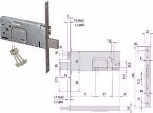 Elettroserratura da infilare Cisa per fasce doppia mappa in acciaio inox color argento 78 mm H 17352 100 mm