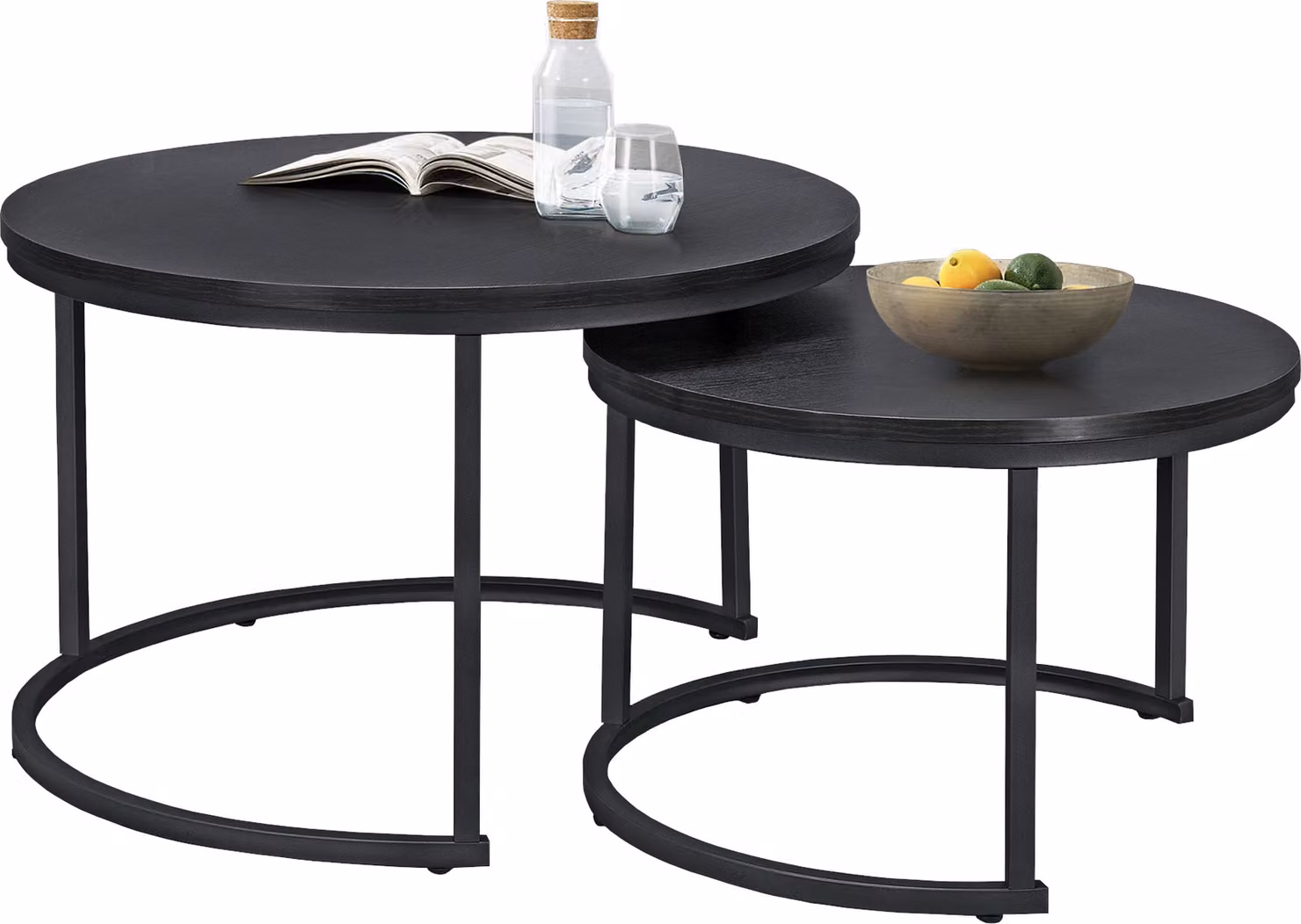 Tavolino 'Christchurch' set di 2 tavolini con struttura in metallo nero