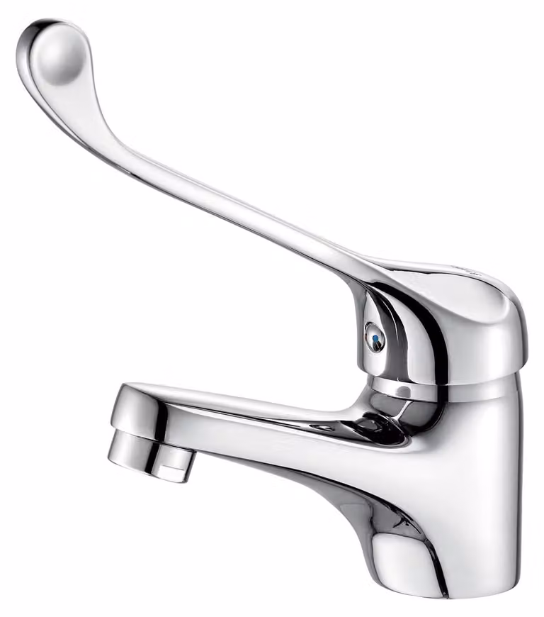 Rubinetto miscelatore per lavabo, realizzato in ottone con finitura cromata