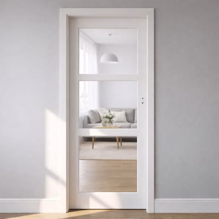 Blocco Porta Kenya Bianco Vetro Trasparente H204 x L83 cm Lato Tavola P.gauche GD MENUISERIES