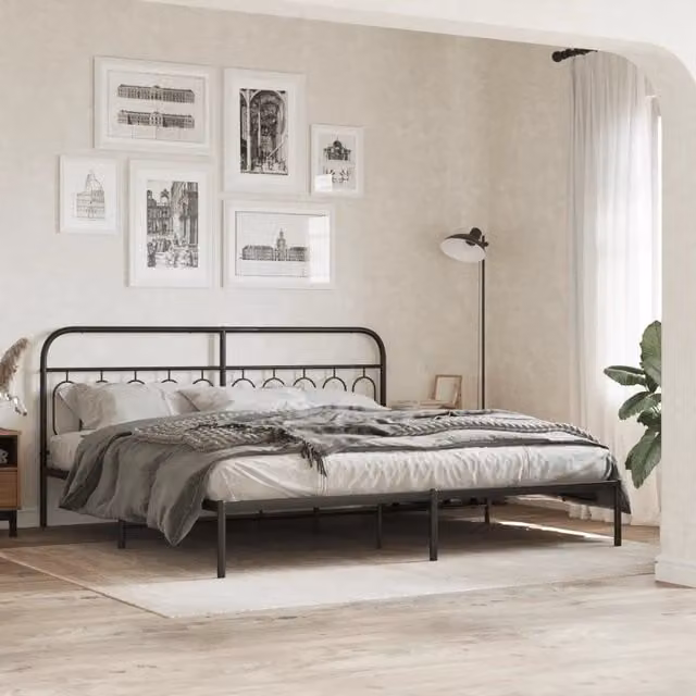 Letto con testiera in metallo nero vidaXL L/P: 200 x 200 cm