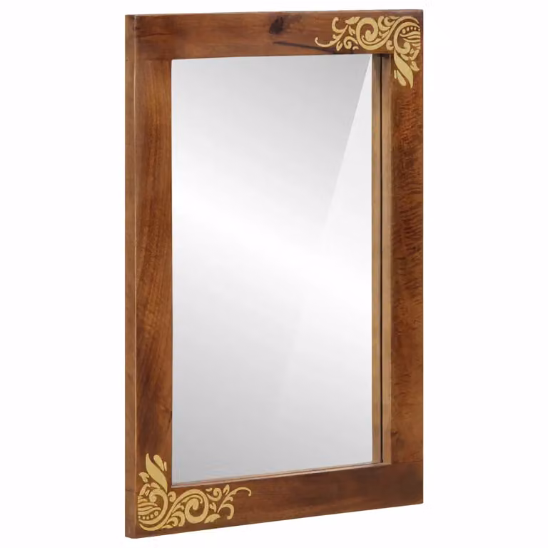 Specchio da bagno moderno vidaXL in legno e vetro marrone, L: 70 cm, H: 50 cm, P: 2,5 cm