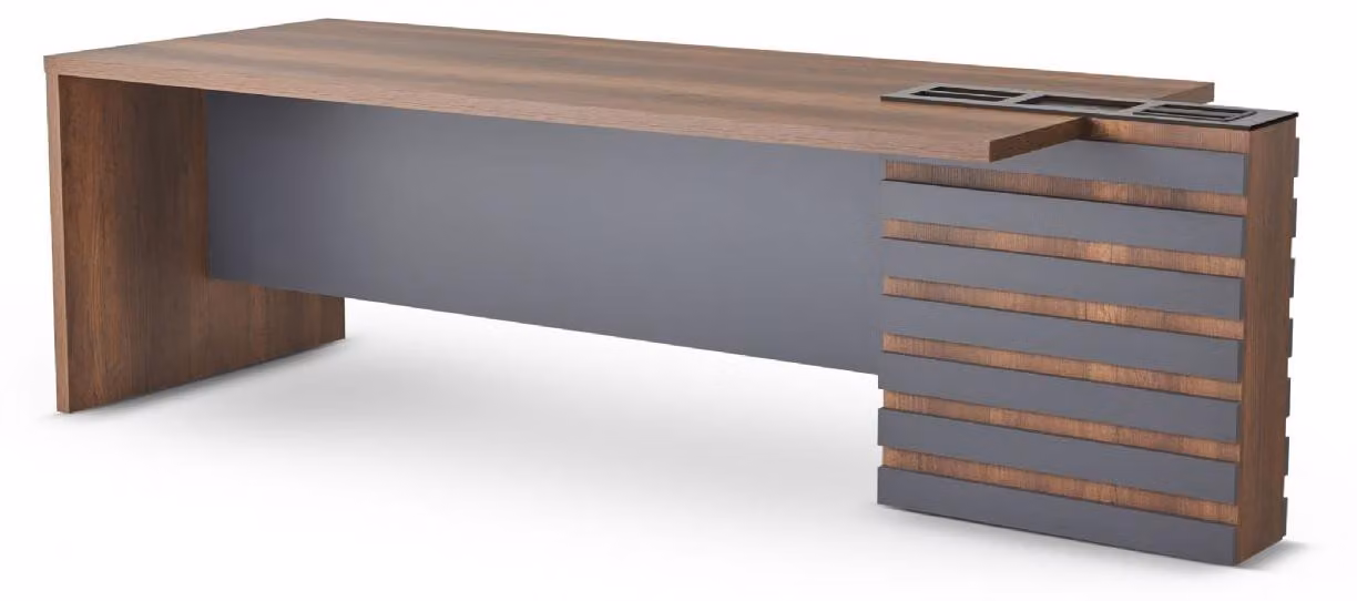 Bürotisch Braun Grau Zweifarbig Modern Design Arbeitszimmer Rechteckig