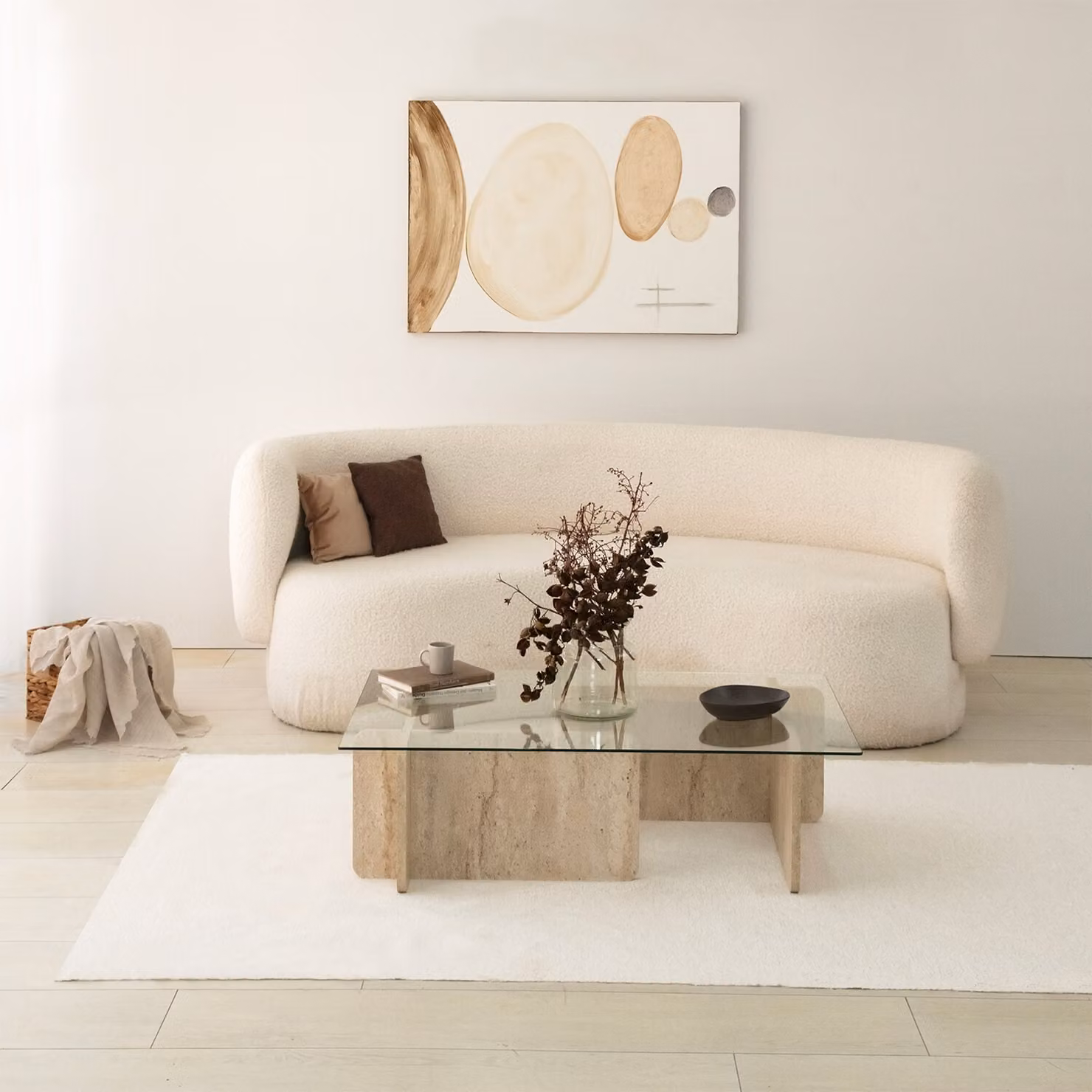 Skye Decor, Escape - Travertino, tavolini, travertino, vetro, 105 x 30 x 65 cm