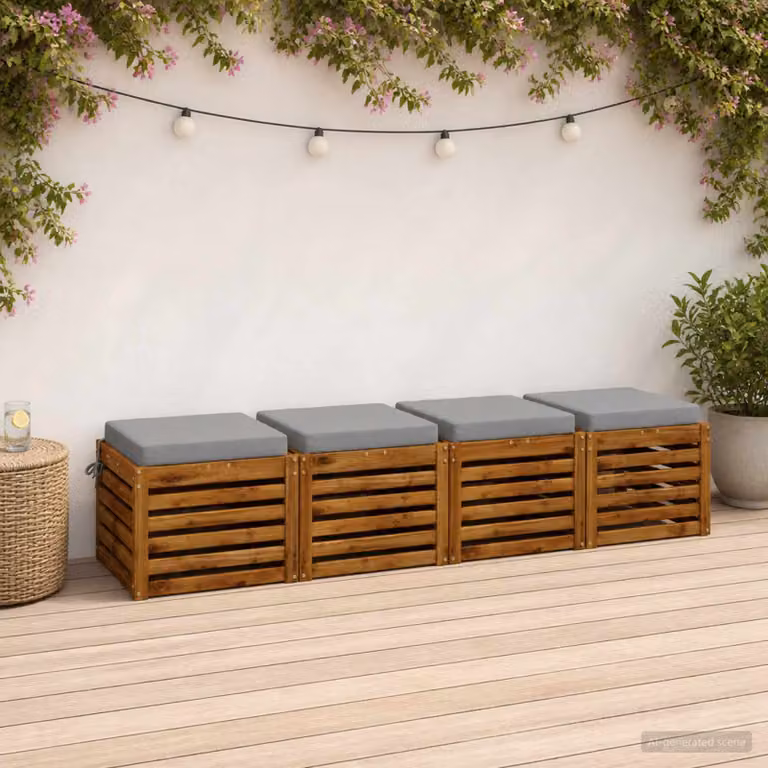 Set di 4 cuscini per sedia vidaXL SOEST in poliestere grigio con fodera rimovibile e resistenza ai raggi UV