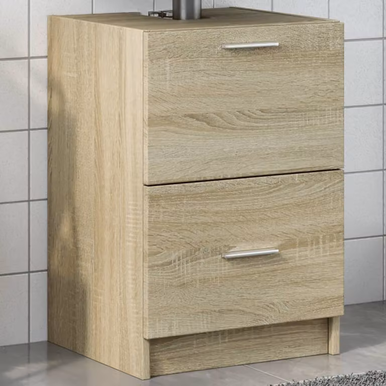 Mobile Sottolavabo da Bagno vidaXL in Rovere Sonoma, L: 63 cm, P: 30 cm, H: 54 cm