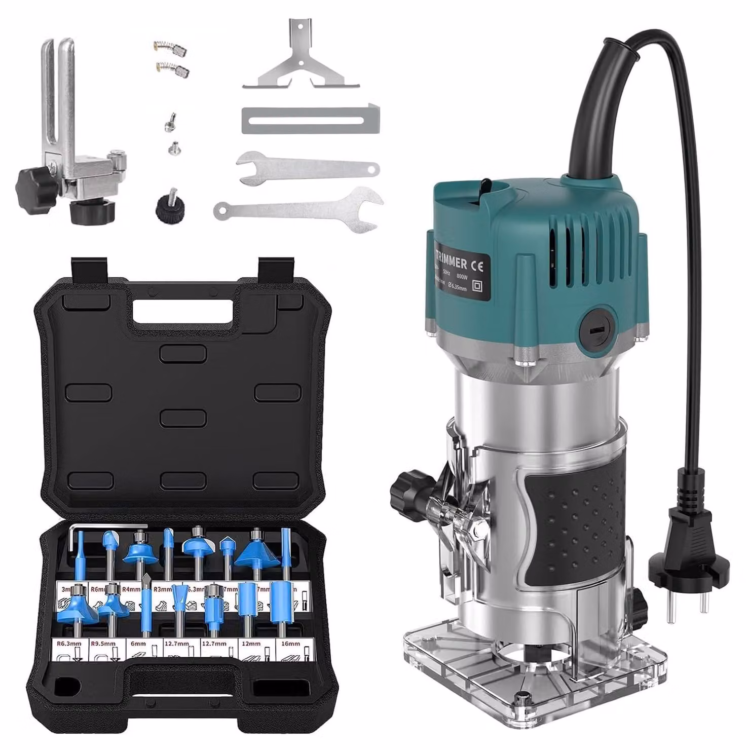 Fresatrice elettrica manuale - Potenza: 800 W - Diametro: 6,35 mm