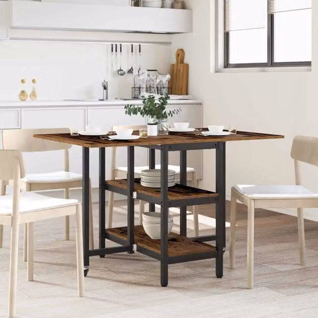 Tavolo da pranzo rettangolare estensibile vidaXL in legno marrone con piano ribaltabile L: 122 cm, P: 80 cm, H: 76,5 cm
