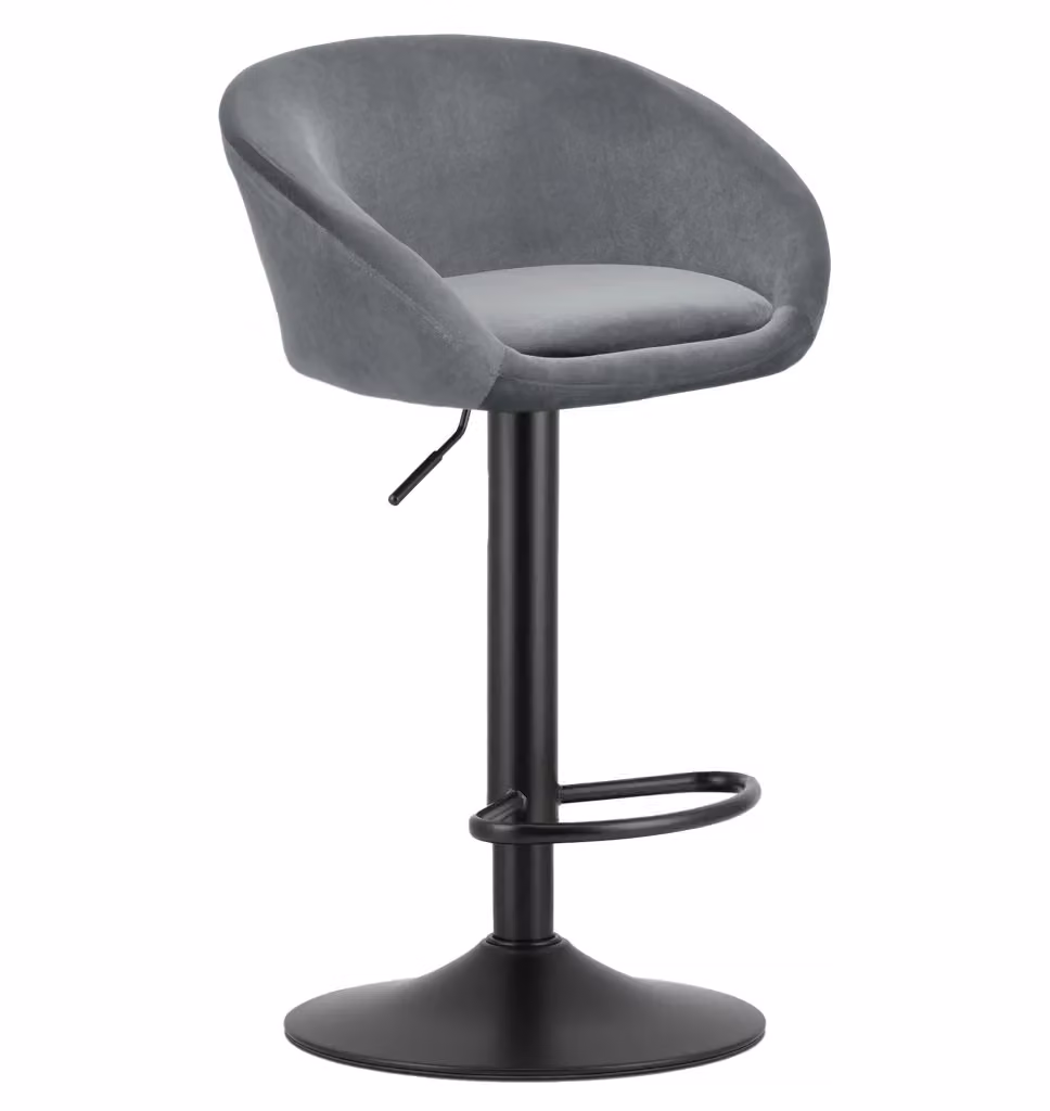 Set di 2 sgabelli in velluto Valora East grigio con struttura in metallo nero per soggiorno e cucina – 2