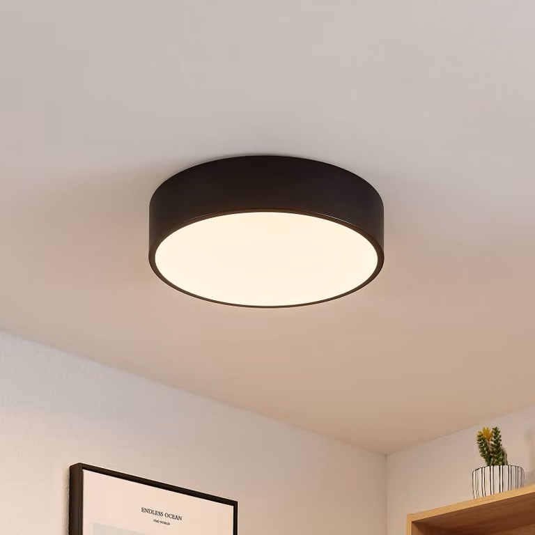 Plafoniera a LED Simera Lindby, dimmerabile, Nero, Soggiorno / Sala da pranzo, Plastica, Moderno, Plafoniera LED